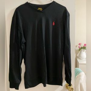 Men’s Polo Ralph Lauren Classic Fit V-Neck Black Long Sleeve Size Small